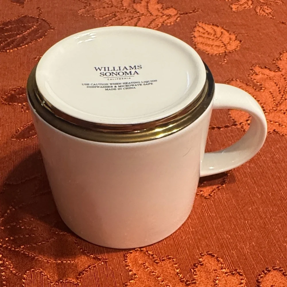 Williams Sonoma White Mug with Gold Letter B